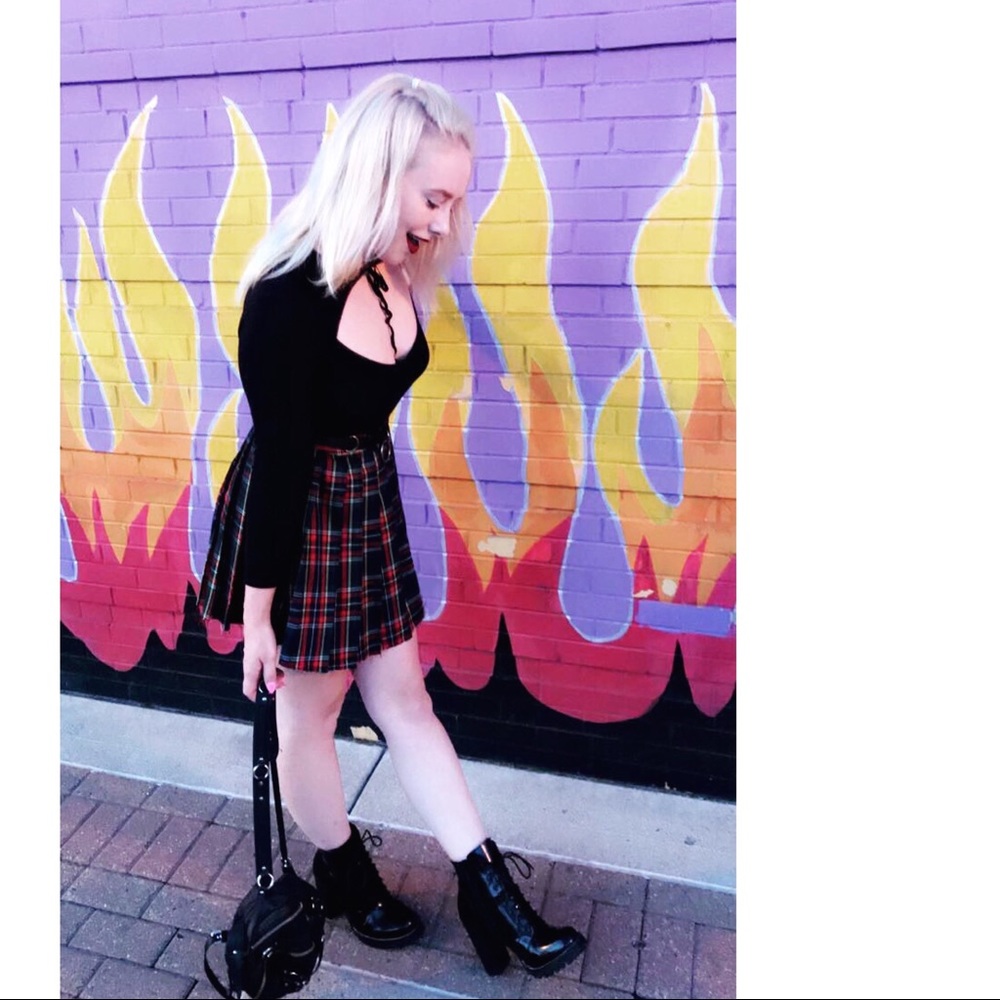 ((SOLD)) Current Mood Dress Code Plaid Skirt